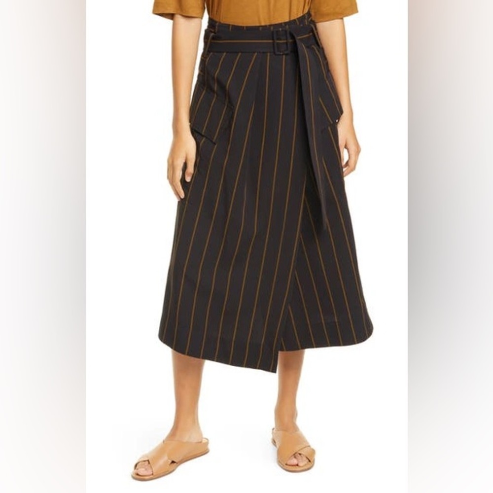 VINCE. Striped Utility Skirt - Black/Olive
